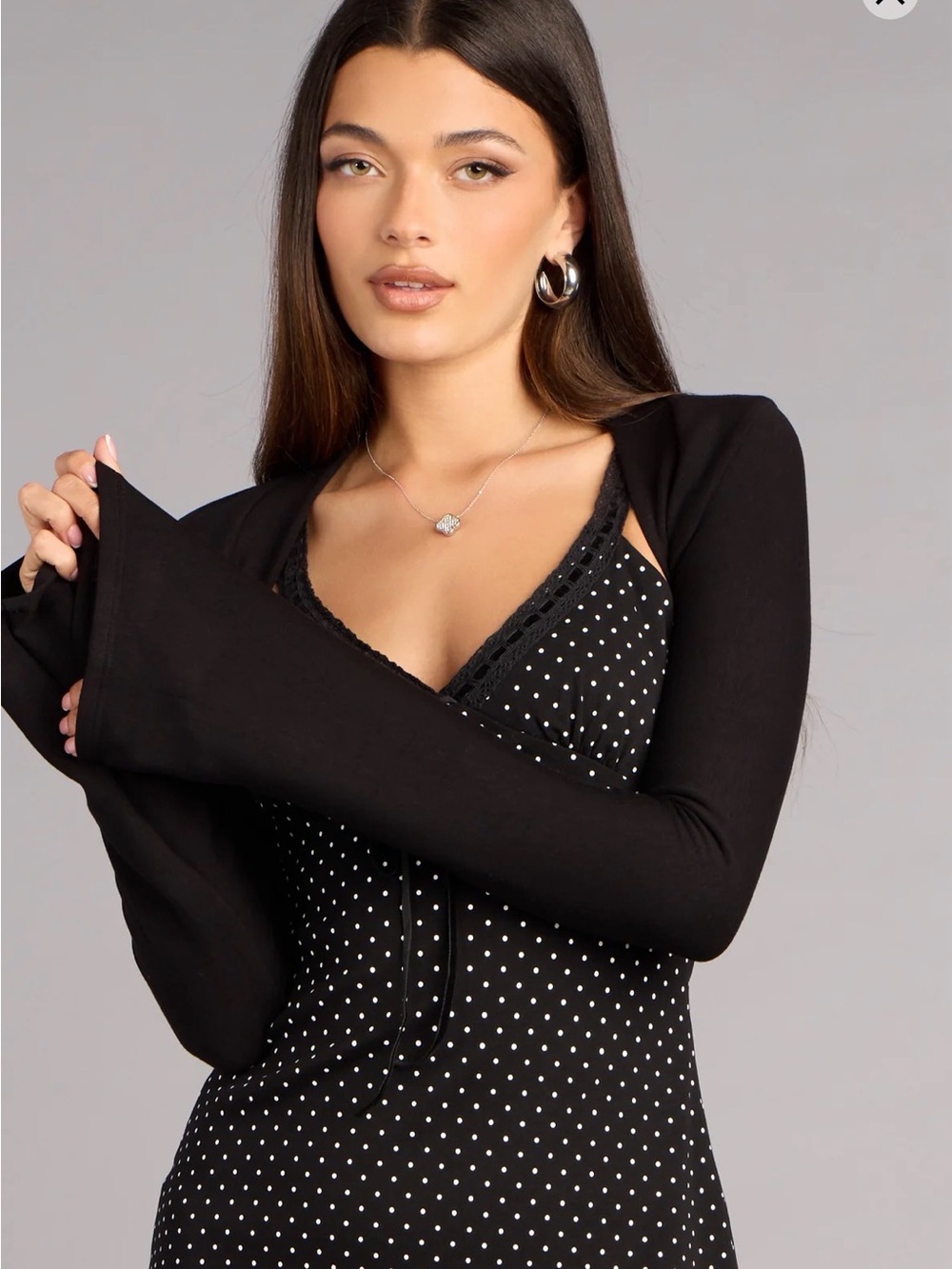 Windsor Black Sheer Mesh Cropped Bolero - Picture 9 of 9
